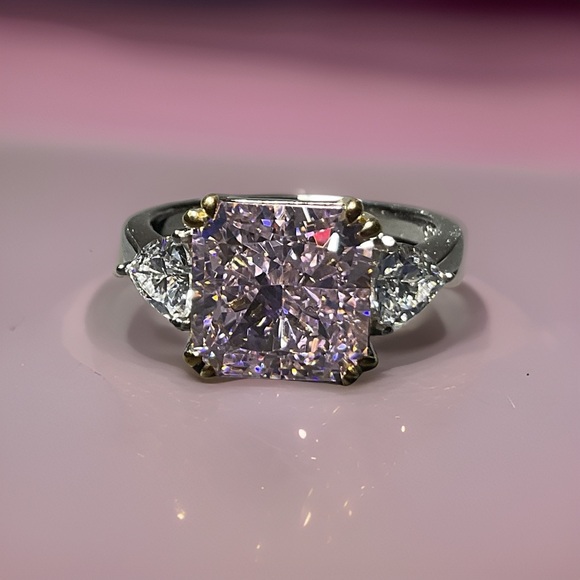 Pink Lab Hybrid Engagement Ring - Picture 7 of 8